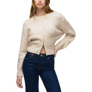Hudson Jeans Womens  Lizbeth Front Zip Wool-Blend Sweater